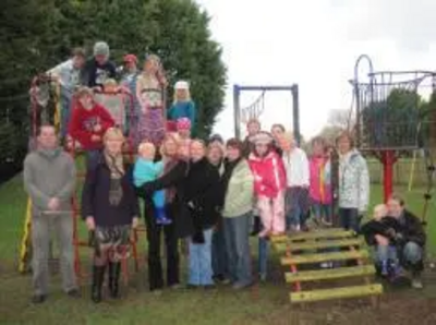 Terrye Teverson with parents and children at the park in Goonhavern.