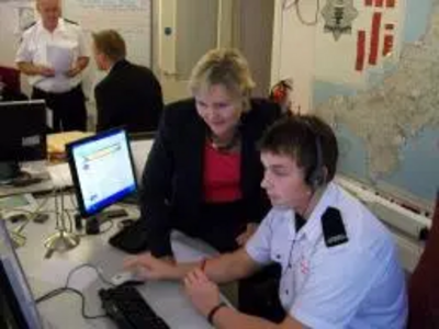 Matt Riches shows Terrye Teverson around the fire control office