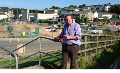 Trafalgar roundabout, Truro, showing upheaval because of Eastern District Centre